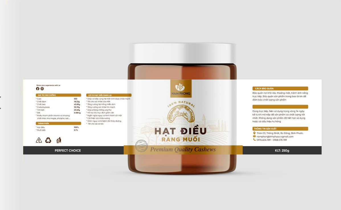 Mẫu tem nhãn hạt điều 07