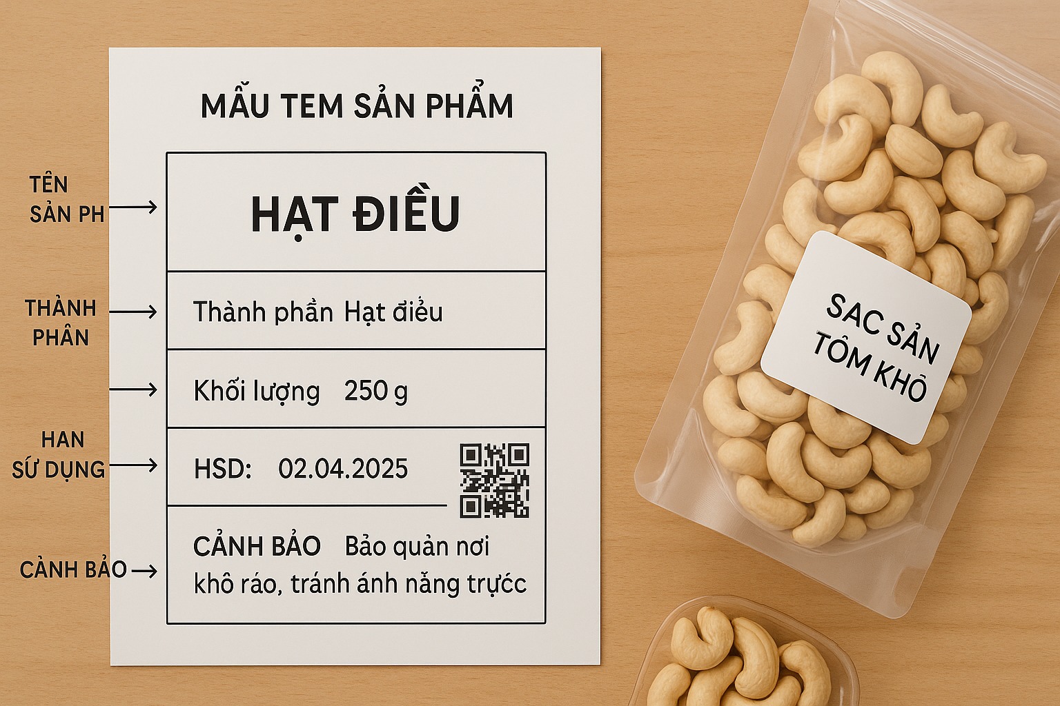 Những Thông Tin Bắt Buộc Trên Tem Nhãn Hạt Điều