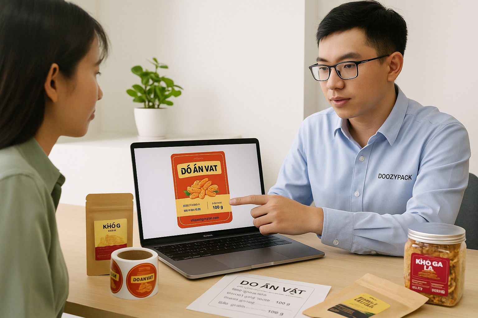Quy Trình Đặt In Tem Ăn Vặt Tại Doozypack.vn ( hình minh họa)