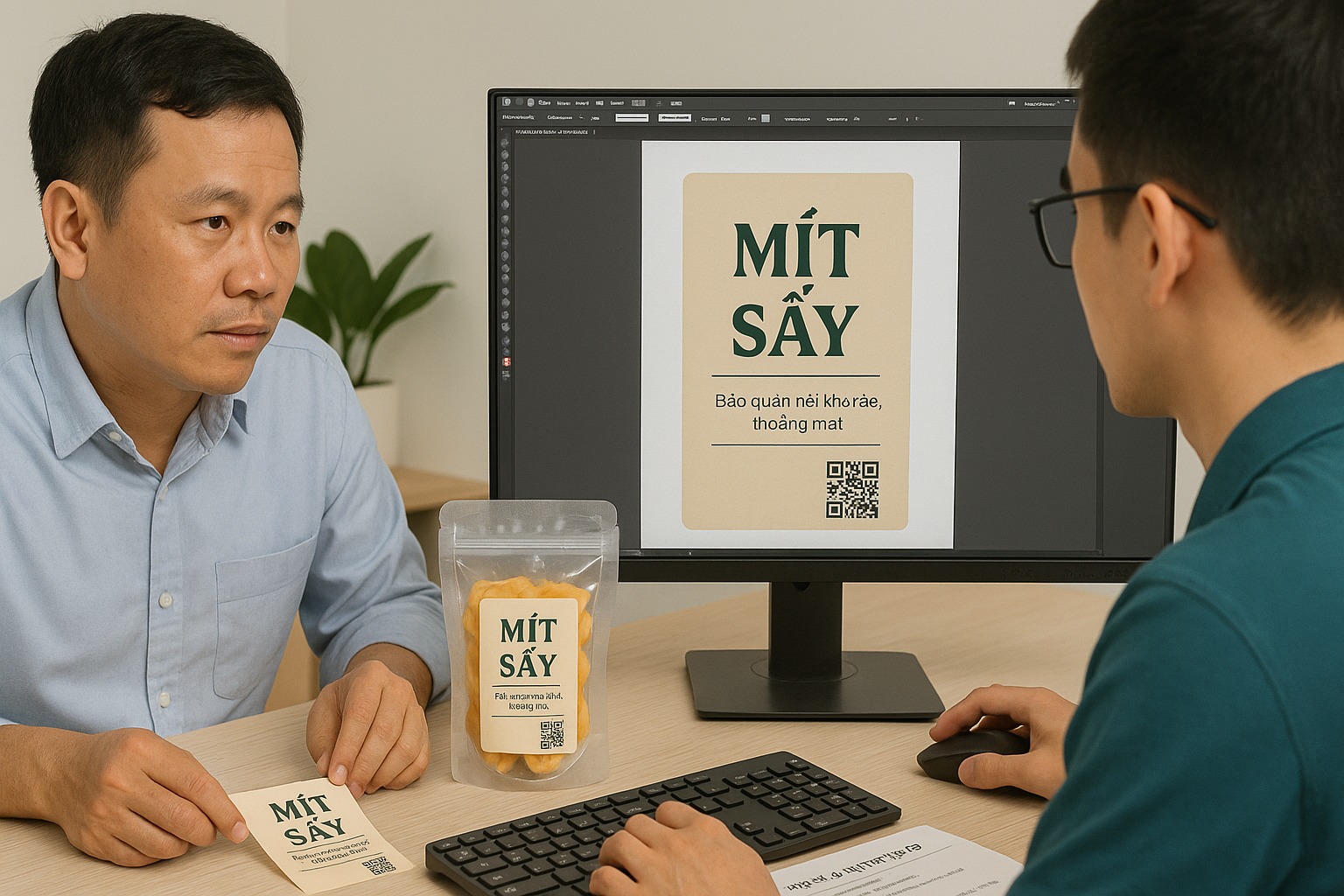 Quy Trình Đặt In Tem Mít Sấy Tại Doozypack.vn ( Hình minh họa)