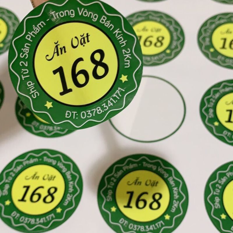 In tem nhãn sticker đồ ăn vặt 168