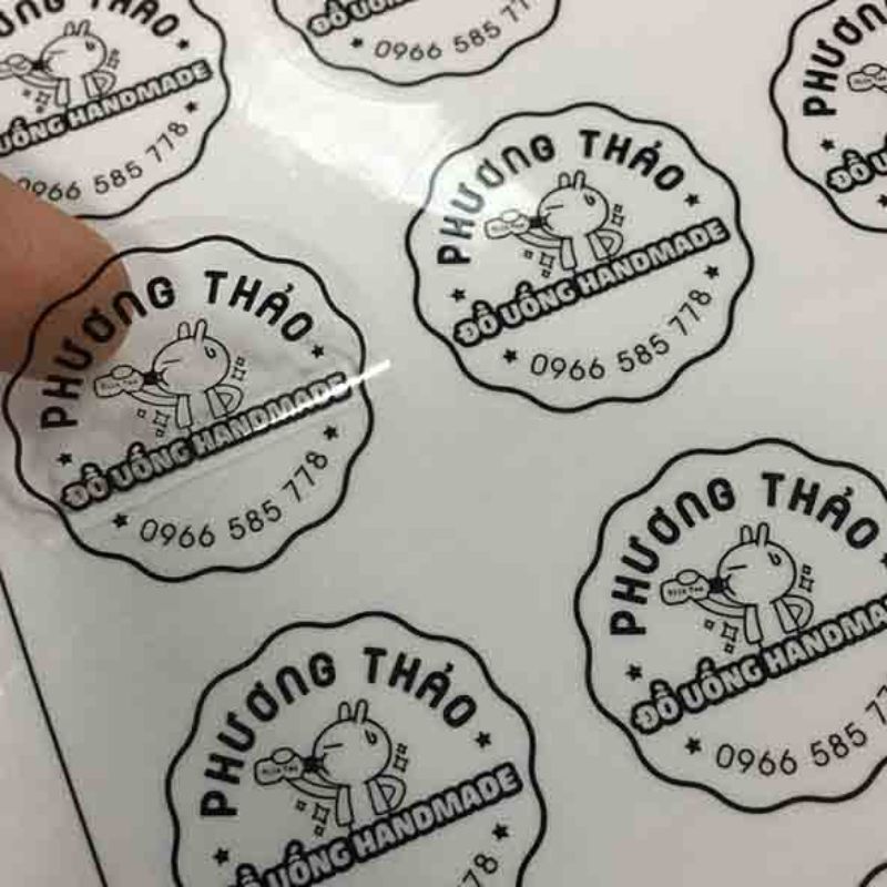 In ấn tem trong suốt đồ uống handmade