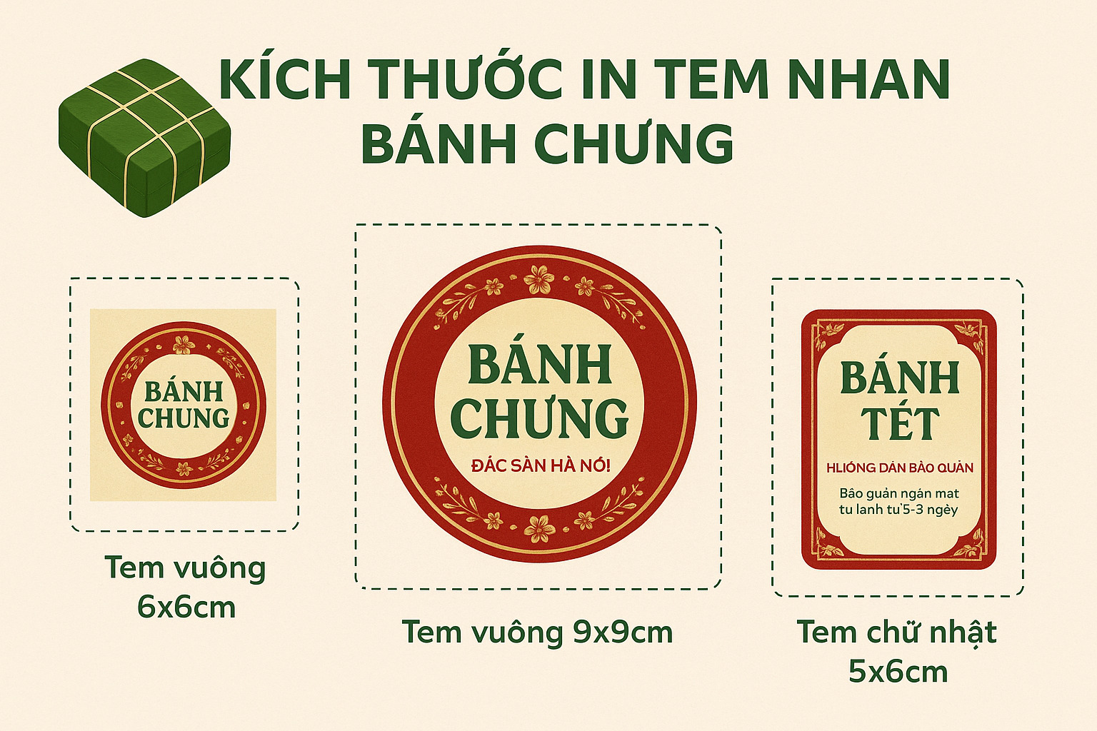 In tem nhãn dán bánh chưng, bánh tét theo yêu cầu - Doozypack.vn
