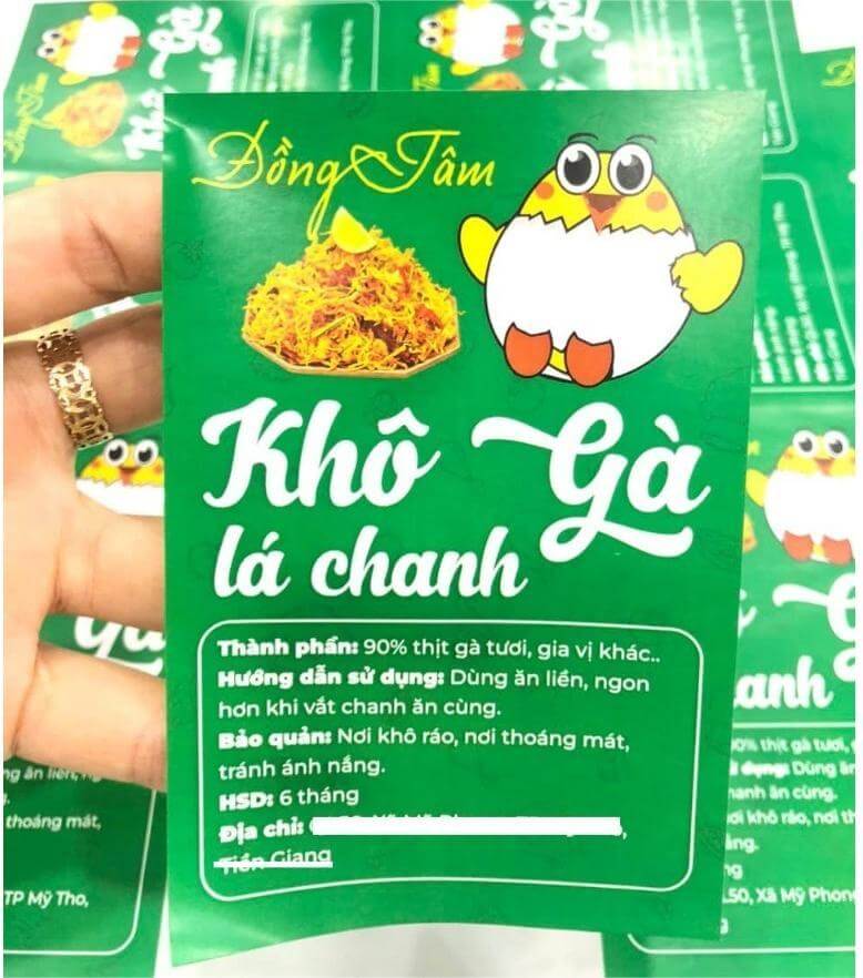 Nhãn dán khô gà lá chanh Đồng Tâm