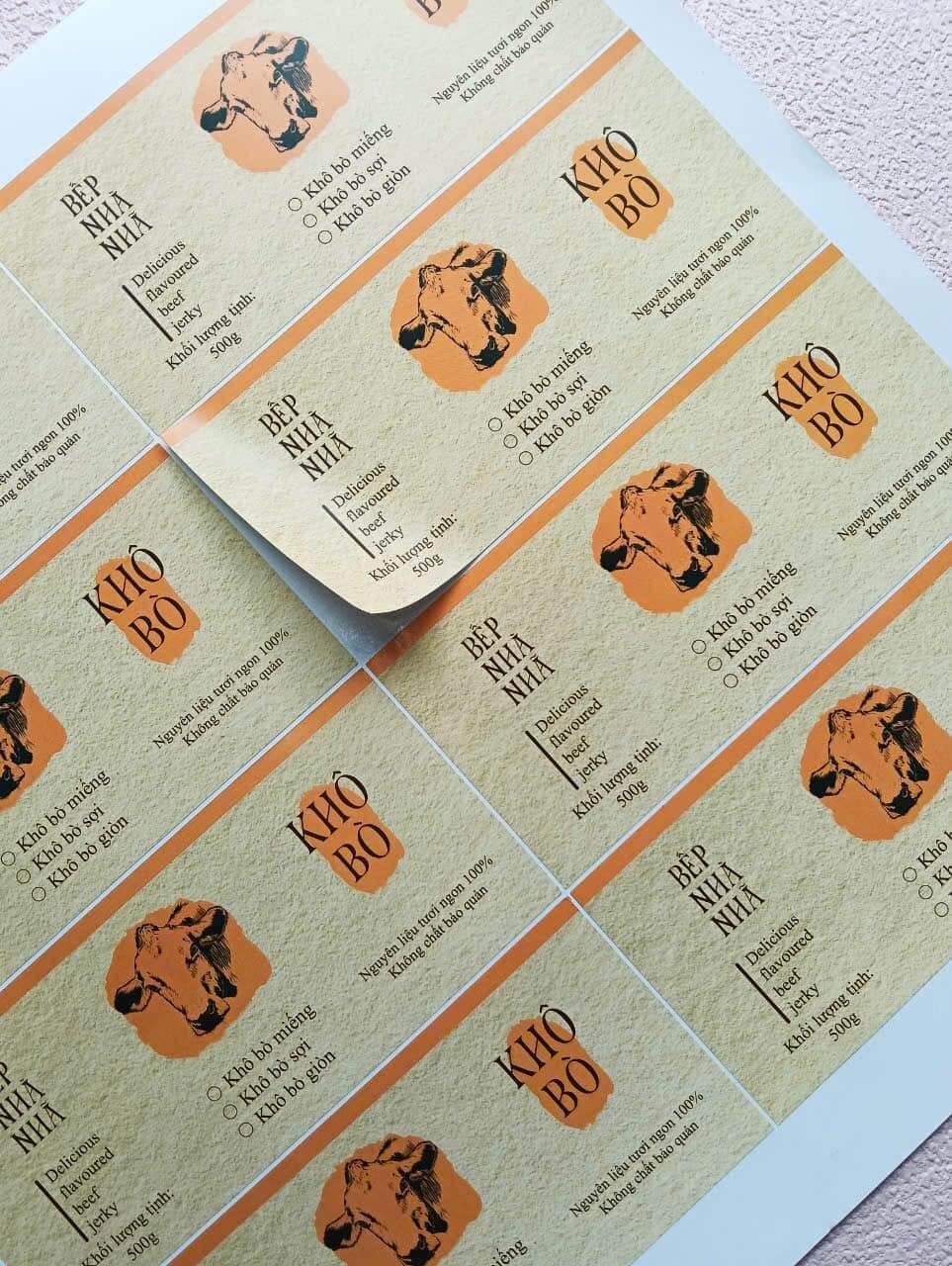 Sticker, nhãn dán khô bò, khô gà Bếp Nhà Làm