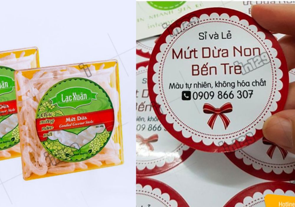 Xưởng in tem nhãn mứt dừa giả giá rẻ, từ 200đ/tem, thiết kế miễn phí từ 1.000 tem tại TPHCM