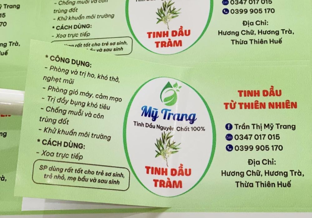 Xưởng in tem nhãn tinh dầu, nhãn dán chai lọ tinh dầu giá tốt, từ 200đ/tem - Miễn phí thiết kế từ 1.000 tem trở lên