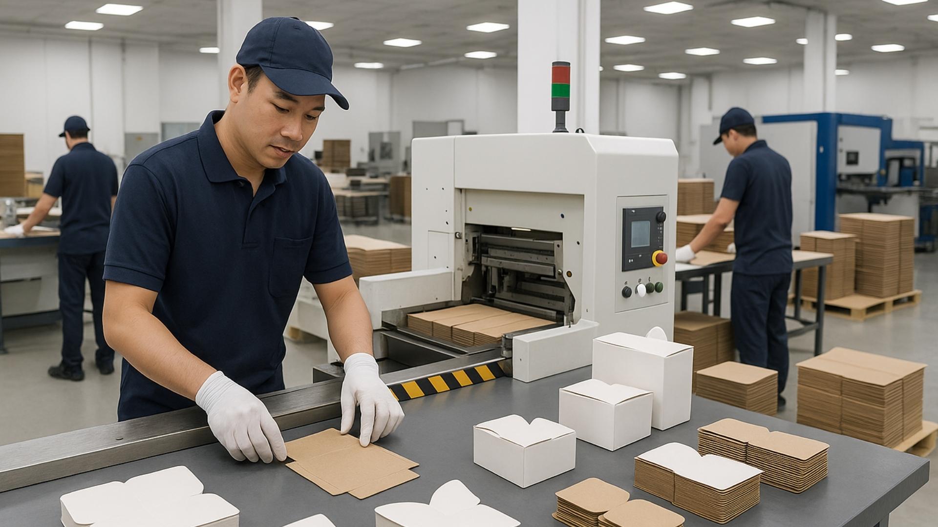 Quy trình sản xuất hộp cánh bướm tại Doozypack.vn