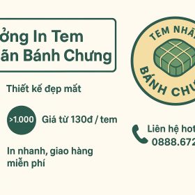 Xưởng in tem dán bánh chưng, bánh tét giá rẻ tại Doozypack