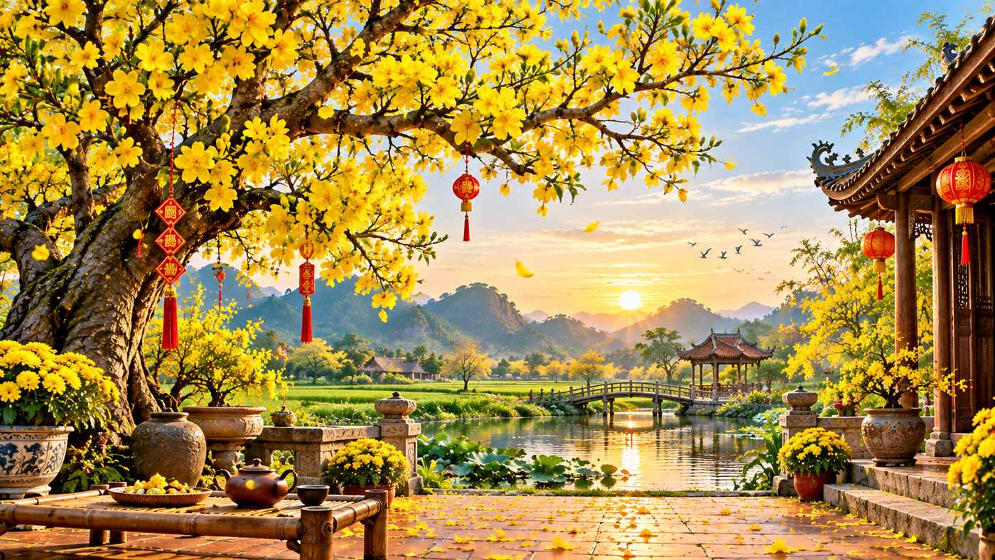 Background hoa mai vàng đẹp 04