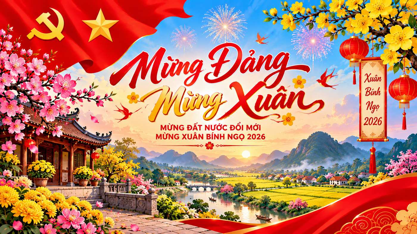 Backdrop mừng Đảng mừng xuân đẹp 01