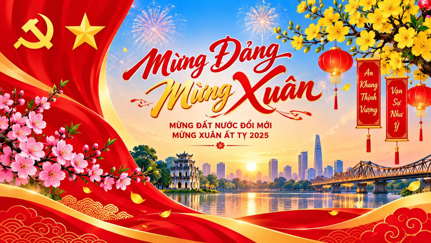 Backdrop mừng Đảng mừng xuân đẹp 02