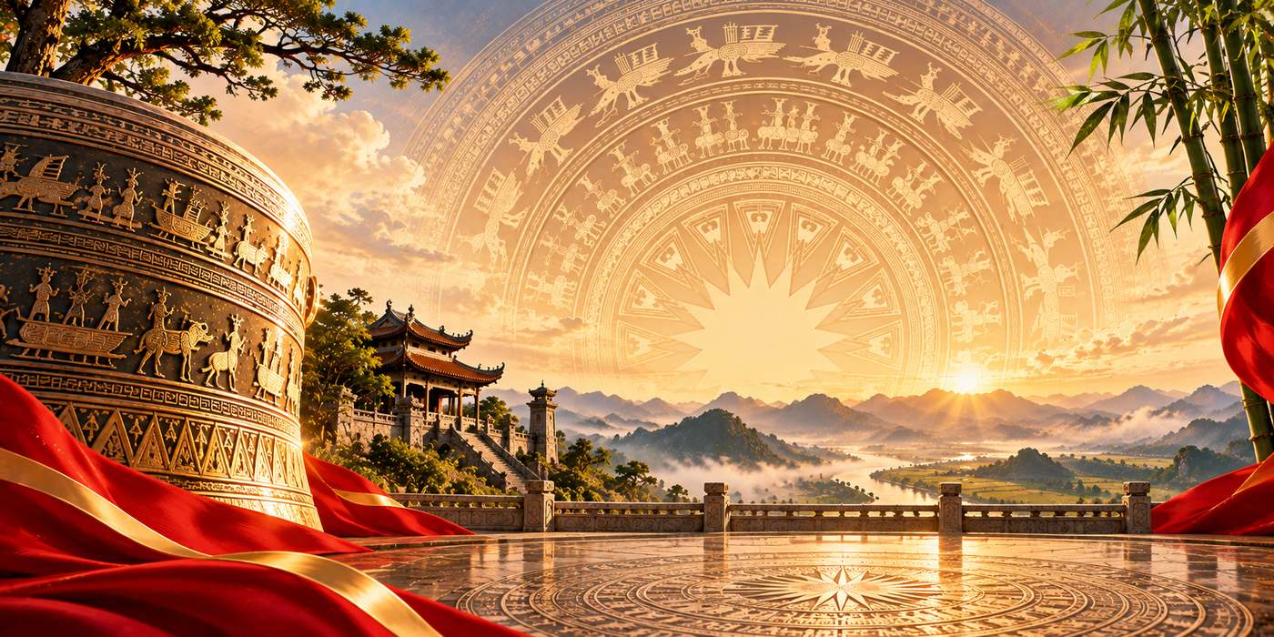 Background trống đồng Đông Sơn đẹp 02