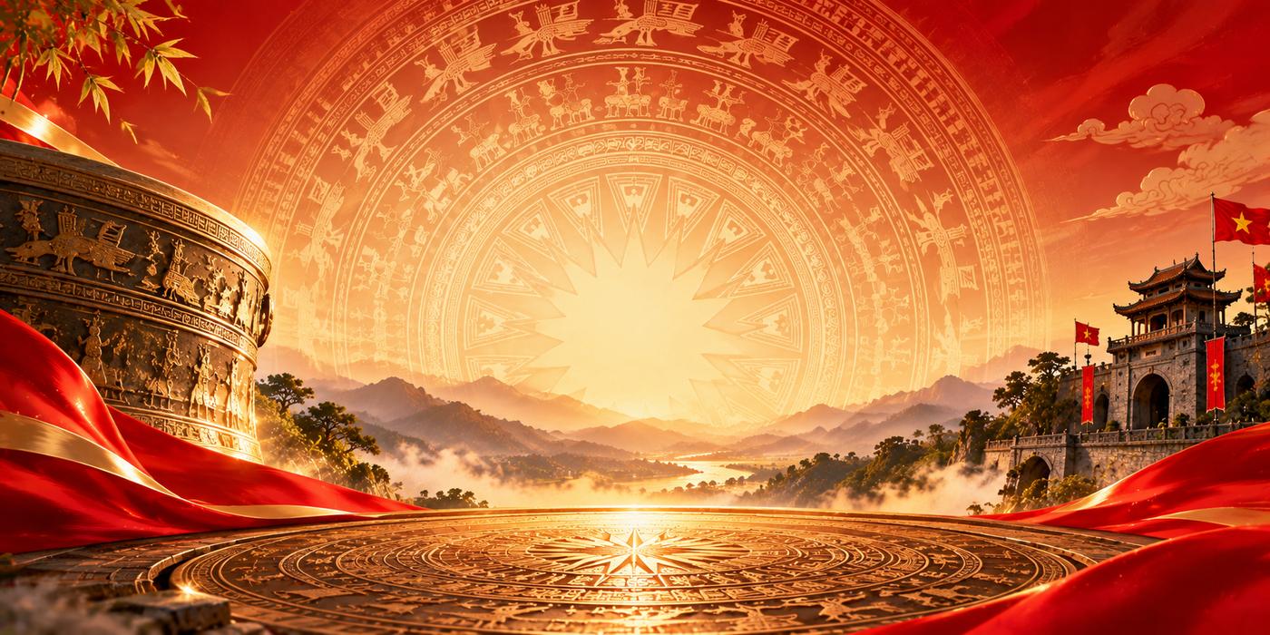 Background trống đồng Đông Sơn đẹp 03