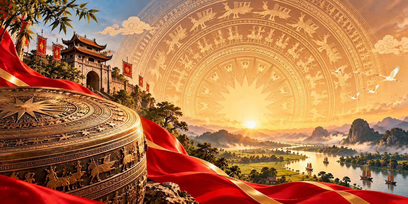 Background trống đồng Đông Sơn đẹp 04