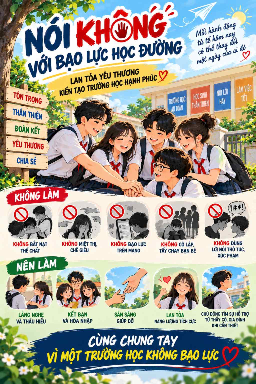 Poster tuyên truyền phòng chống bạo lực học đường đẹp 02