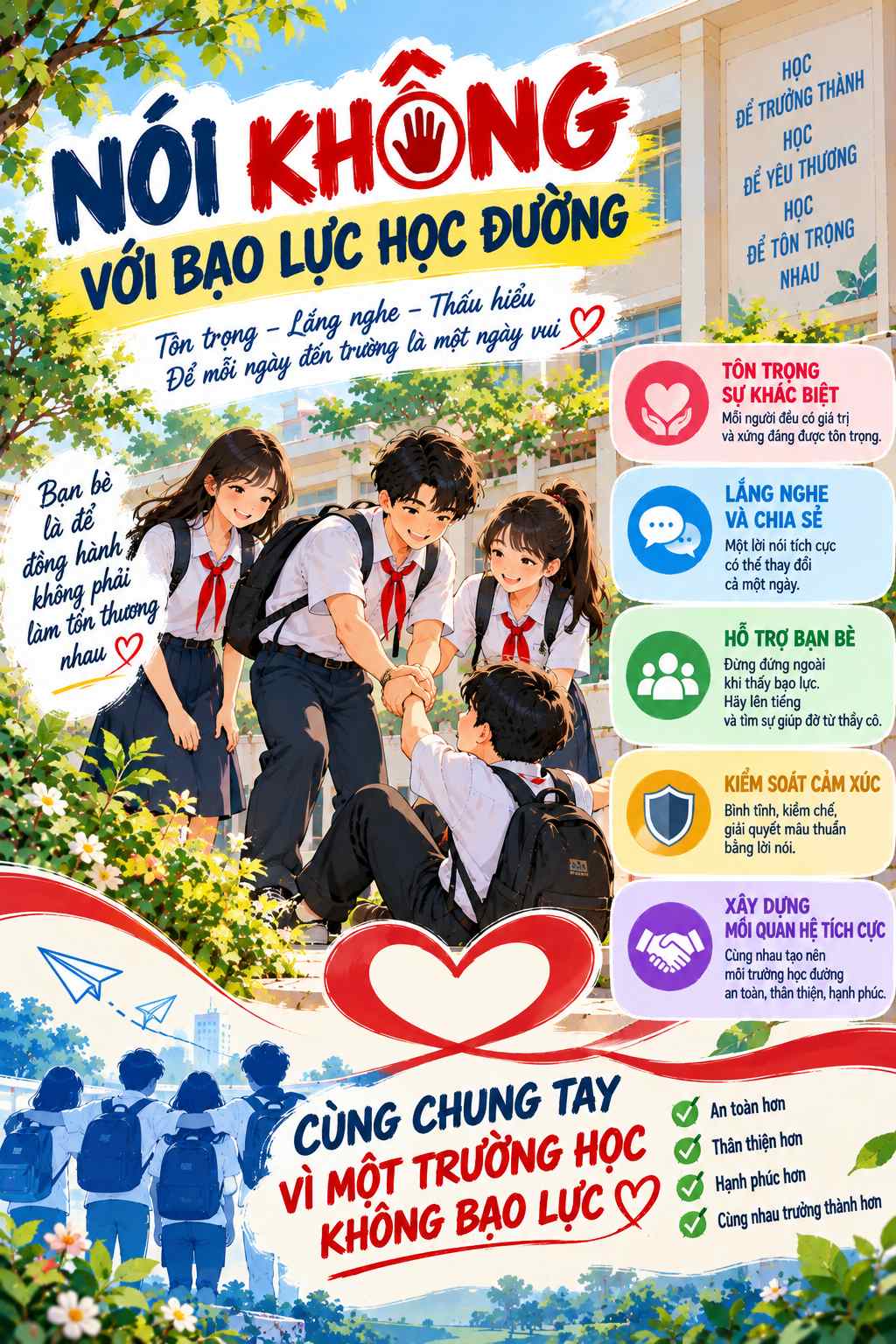 Poster tuyên truyền phòng chống bạo lực học đường đẹp 03
