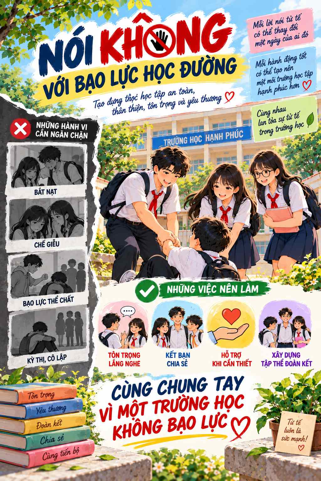 Poster tuyên truyền phòng chống bạo lực học đường đẹp 04